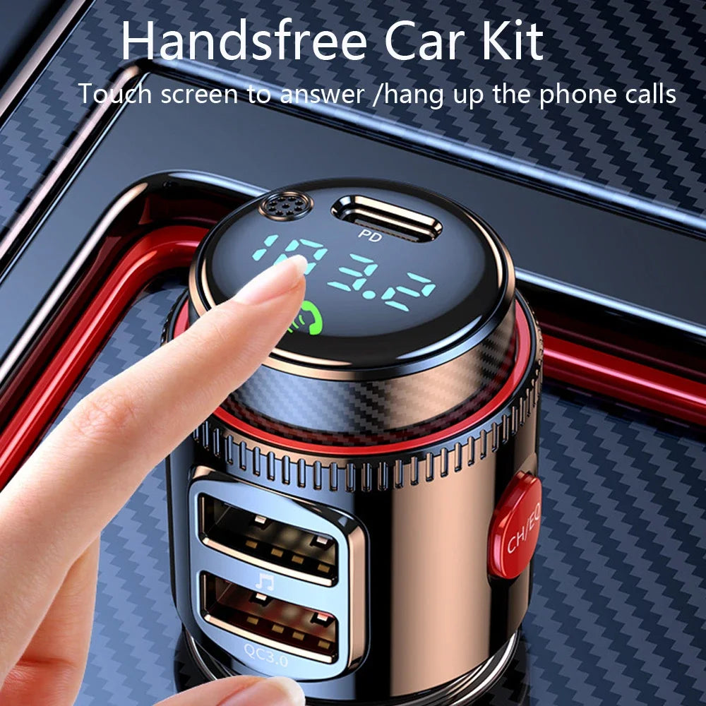 Car MP3 Player FM Transmitter Bluetooth 5.4 PD30W+QC3.0 Dual USB Fast Charge Adapter Wireless Handsfree U Disk Play