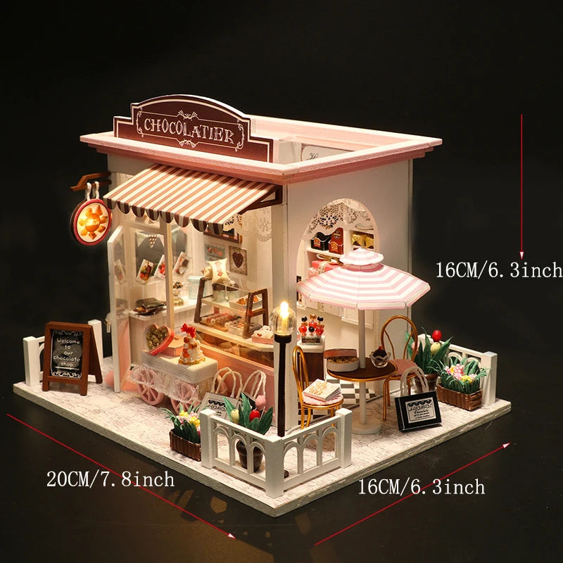DIY Wooden Mini Doll Houses Kit 3D Puzzle Assembly Model Making Room Toys Dollhouse With Furniture LED Lights For Christmas Gift