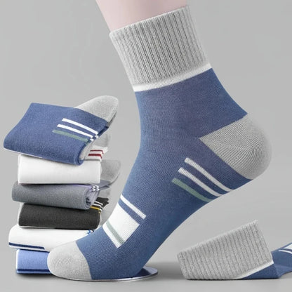 5 Pairs Premium Thickened Business Seasonal Versatile Stylish Mid-calf Socks for Men Anti-odor Mid-calf Athletic Socks