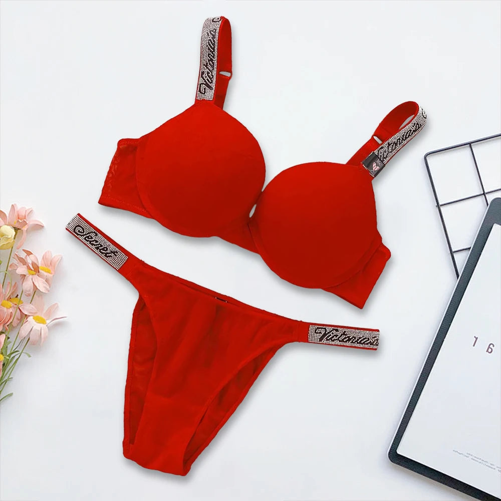 Sexy Lingerie Sporty Classic Padded Adjustable push up Lingerie Underwear Set Bras and Panty Set Victoria's Secret Women's