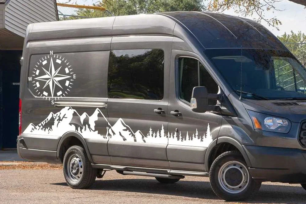 Car Door Stickers Motorhome Camper Van For Ford Transit MK6 MK7 MK8 Tuning Accessories Compass Graphics Vinyl Film Decals
