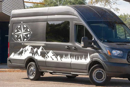 Car Door Stickers Motorhome Camper Van For Ford Transit MK6 MK7 MK8 Tuning Accessories Compass Graphics Vinyl Film Decals