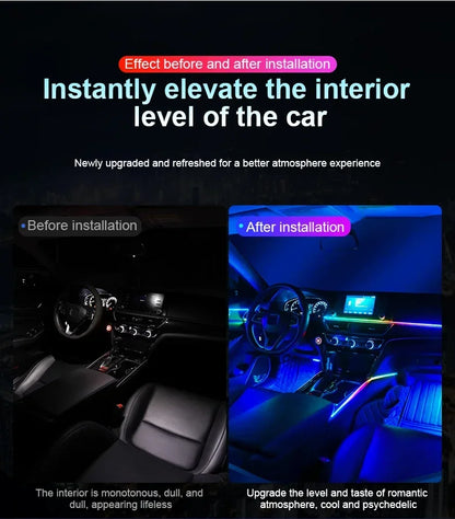 10/14/18/22 in 1 Dual Zone Hidden Acrylic RGB 64/213 Color Symphony Streamer Auto Interior Car Ambient Light Kit APP Control 12V