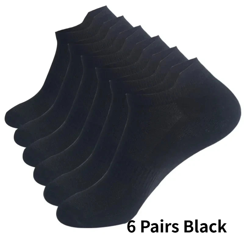 1/6/12 Pairs Unisex Ankle & Boat Socks For Men Women Couples Cotton Breathable Mesh Athletic Sports Running Solid Plus Size
