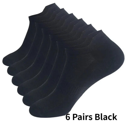1/6/12 Pairs Unisex Ankle & Boat Socks For Men Women Couples Cotton Breathable Mesh Athletic Sports Running Solid Plus Size