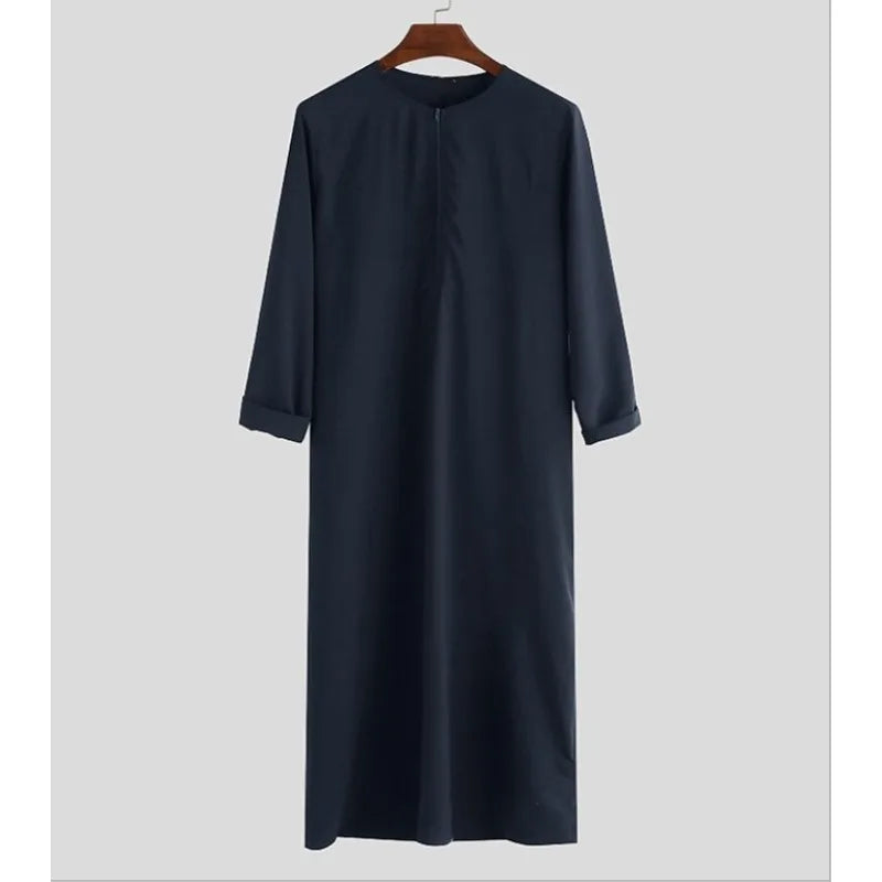 2025 New Muslim Arab Dubai Mens Loose Robe Zipper Shirt Ethnic Clothing