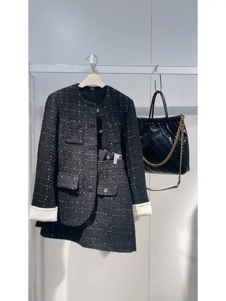 Korean Style Autumn Winter New Ladylike Outerwear Skirt Set Women's Fashion Two-Piece Suit Casual Style Versatile Audience
