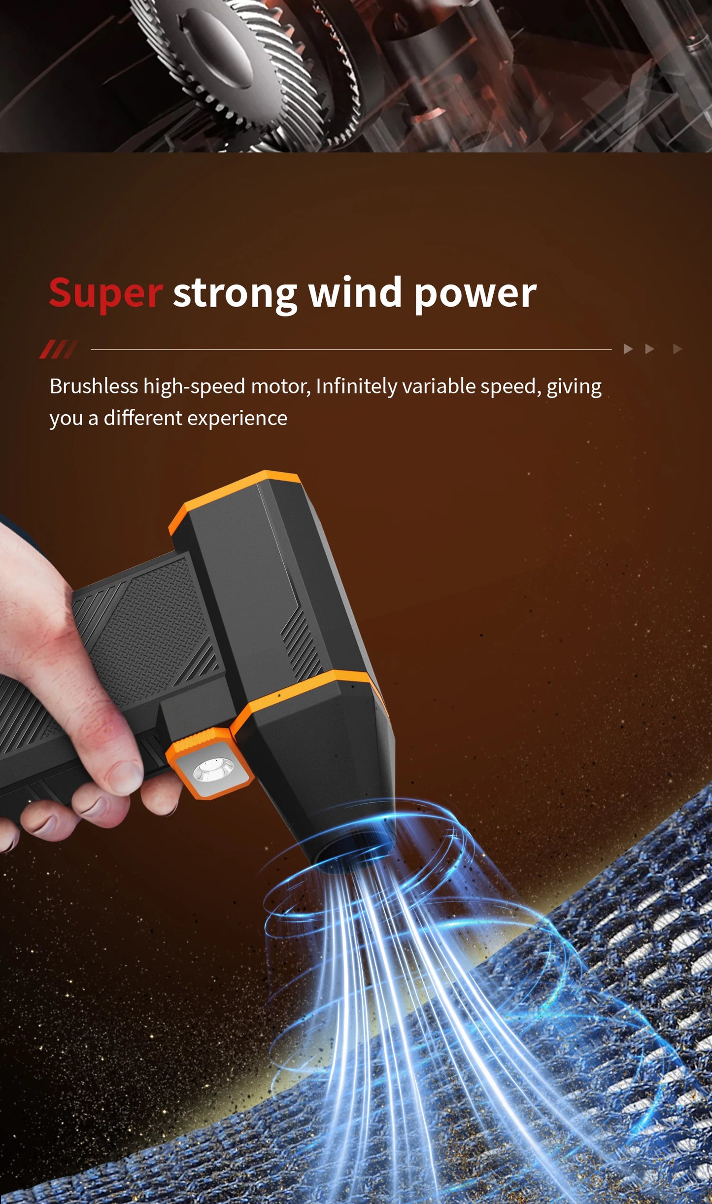 Turbo Jet Fan Electric Air Duster 10000mAh High-Speed Blower 130000RPM for Car PC Home Cleaning Powerful Portable Dryer Tool
