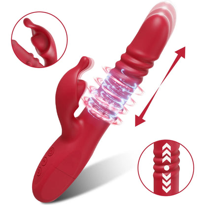 3 in 1 Thrusting Rotating Vibrator Clitoris Massager Telescopic G Spot Stimulator Women Dildo Adult Sex Toys Female Masturbator