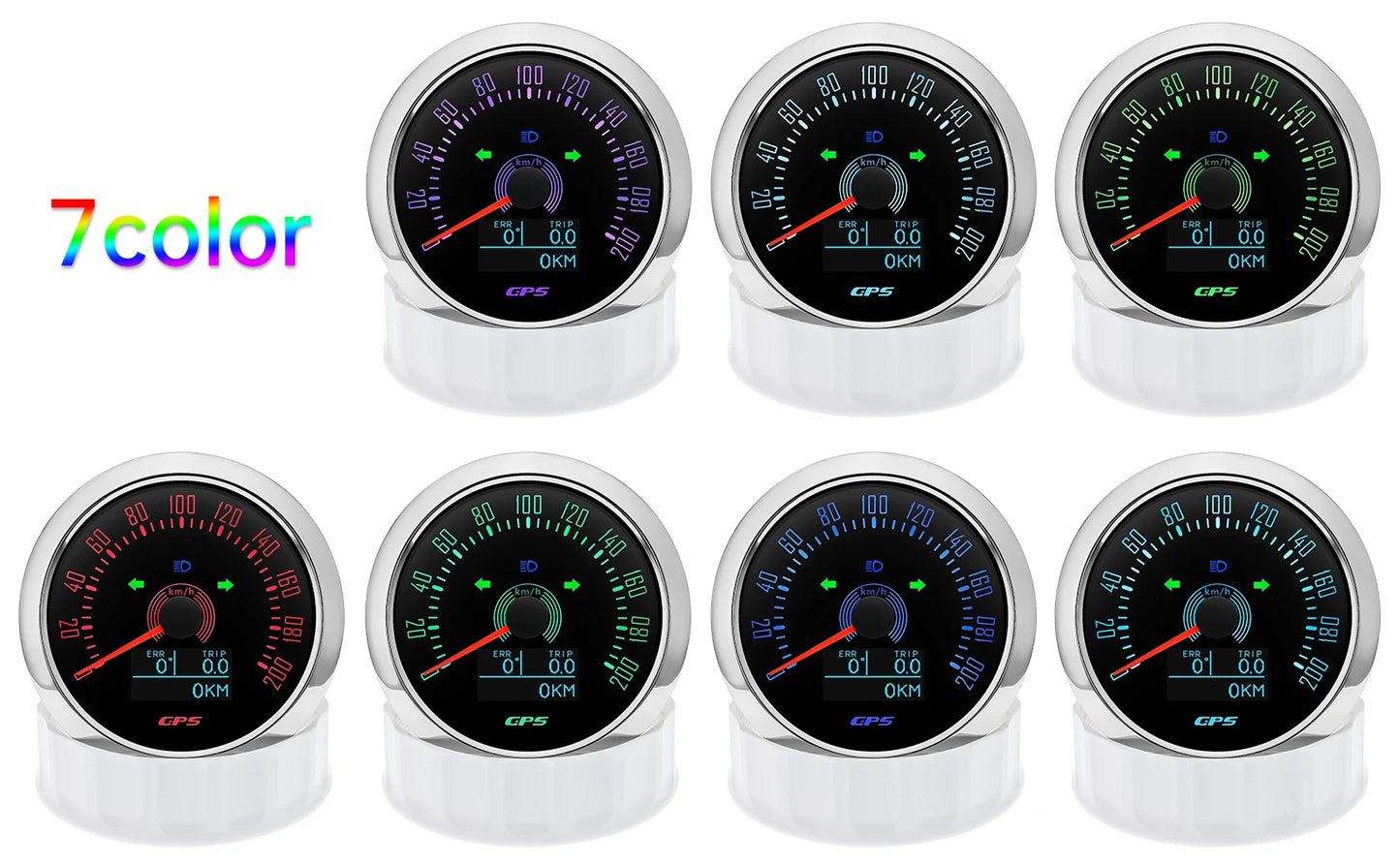 85MM Digital GPS Speedometer 0-160MPH 0-200KMH Speed Meter With GPS Antenna For Car Marine Boat 7 Color Backlight Speed Gauge