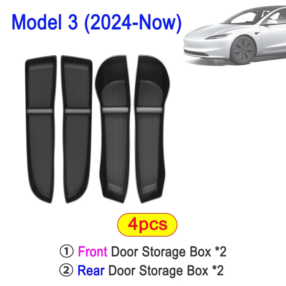 New Door Side Storage Box Front Rear Door Handle Armrest Tray Organizer for 2026 2025 Tesla Model Y Juniper Model 3 Model YL Y L
