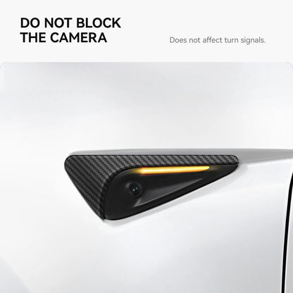 YZ Turn Signal Camera Trim Cover forTesla Model3Y 202-2026 Accessories Side Leaf Board Protector ABS Matte Carbon Fiber Pattern