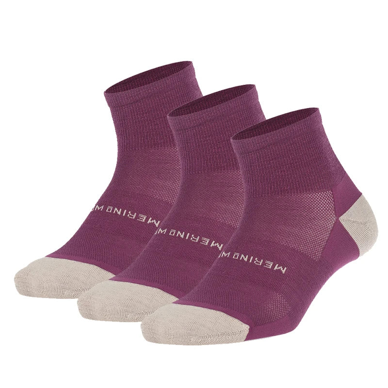 ZEALWOOD Merino Wool Running Socks Men Women No Show/Ankle/Crew Anti-blister Cushion Athletic Socks Ultra-Light Tennis 1/3 Pairs
