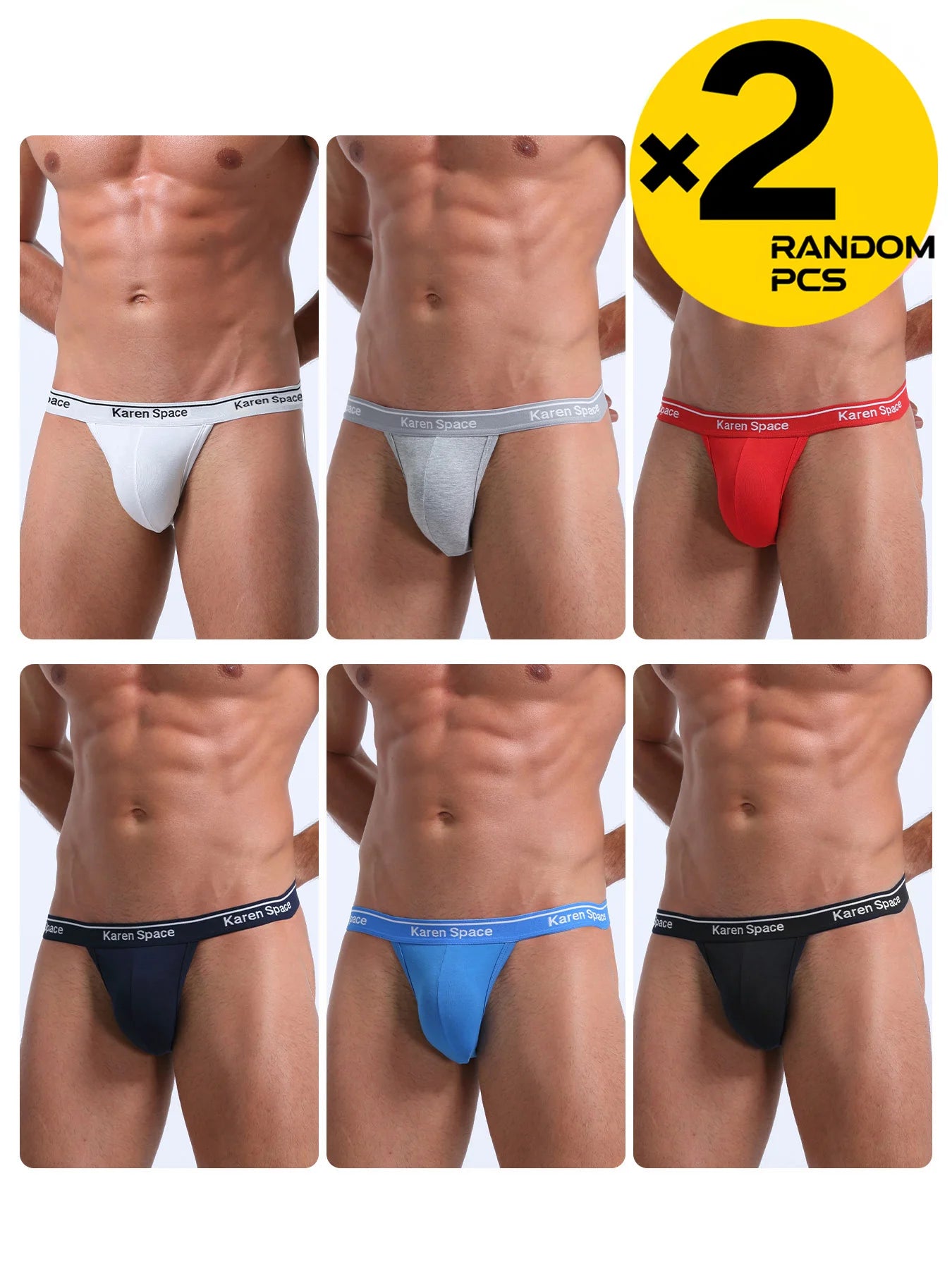 Men's Sexy Thong Underwear Fashionable Bikini Breathable U Convex One-Line Underwear Men's Cotton G-String Thong Random 2/3/4PCS