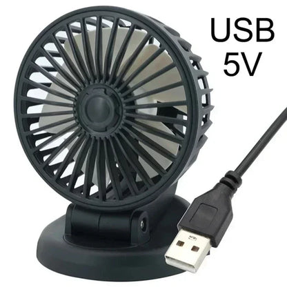 5V 12V 24V Car Cooling Fan 360° Adjustable Dual Head Air Fan USB 2Speeds Automotive Electric Fan For Dashboard RV Truck