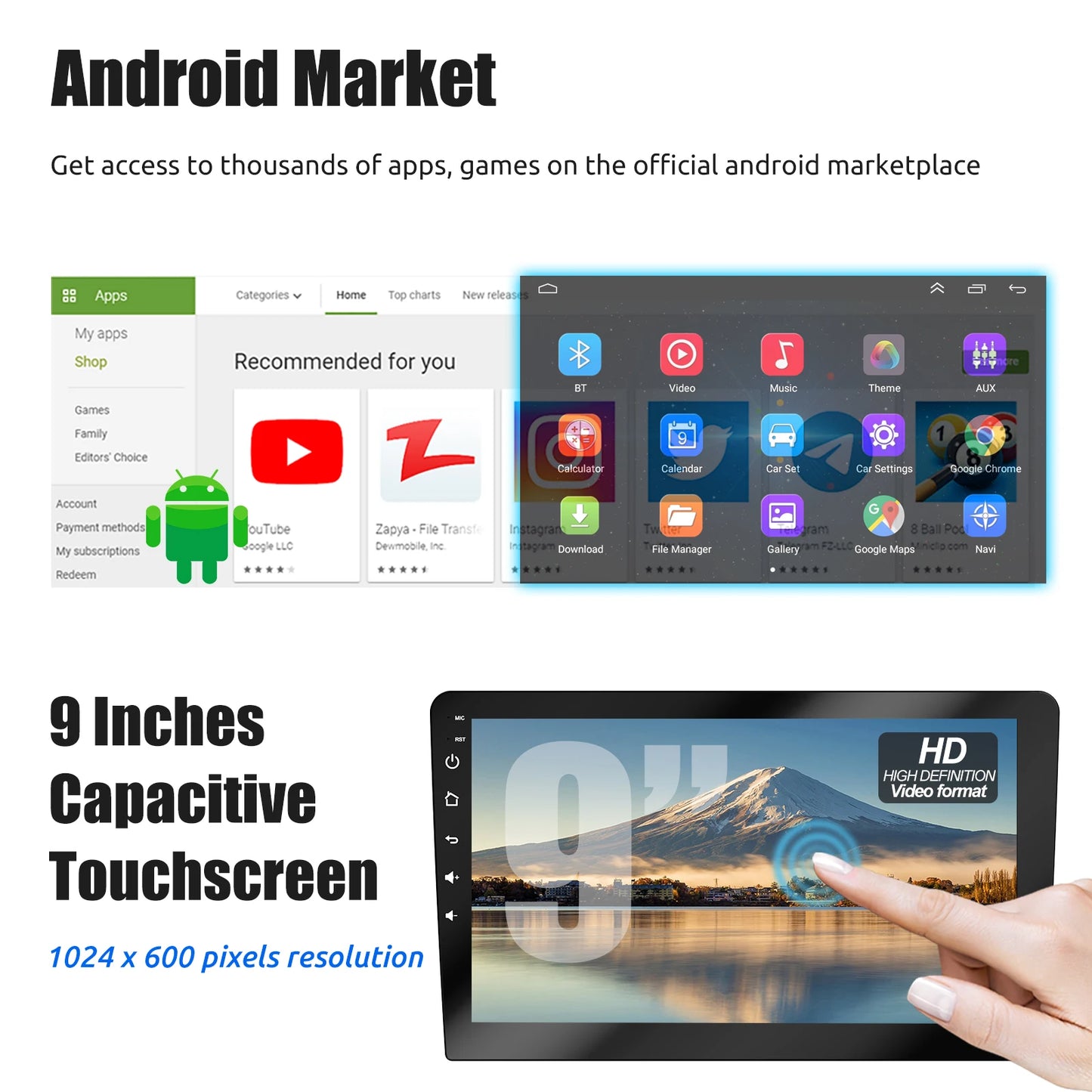 7"/9"/10“ 2 DIN Android 15 4+64G Car Stereo Multimedia Player Universal Carplay Android Auto GPS Navigation FM Radio Touchscreen