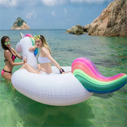 Summer Pool Inflatable Toys Cartoon Unicorn Shape Swimming Ring Toys for Kids Adults PVC Thickened  Air Beach Party Water