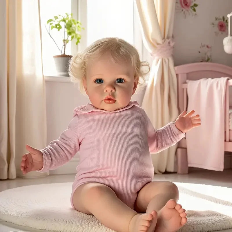 NPK 24inch Ellie Toddler Doll Princess Girl Lifelike Reborn Soft Touch 3D Skin Art Doll with Hand Rooted Hair Newborn Simulation