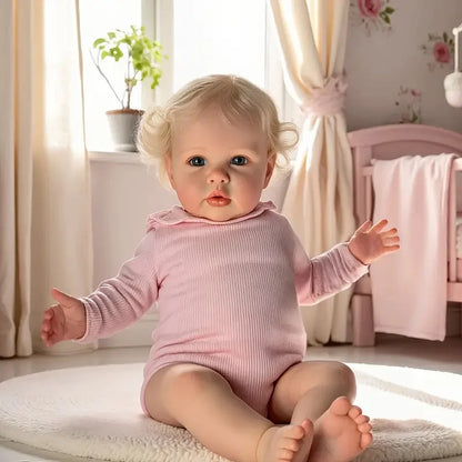 NPK 24inch Ellie Toddler Doll Princess Girl Lifelike Reborn Soft Touch 3D Skin Art Doll with Hand Rooted Hair Newborn Simulation