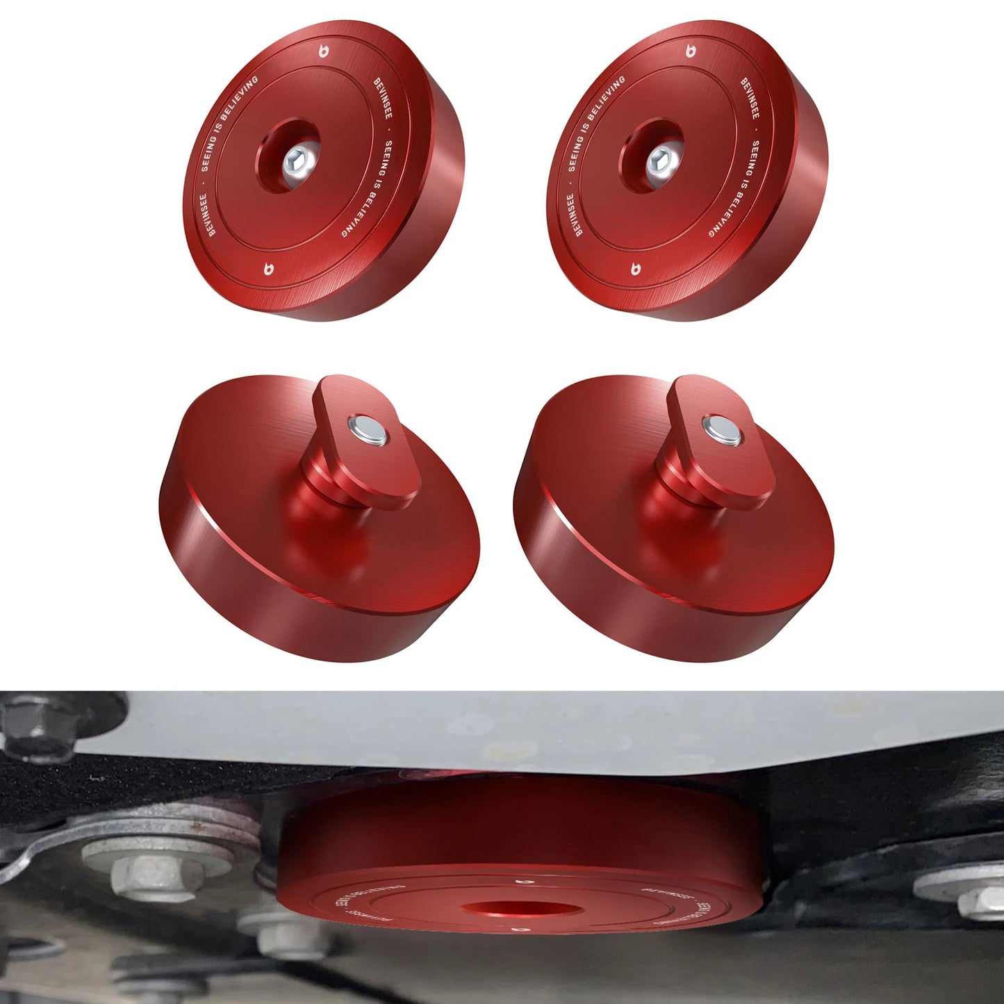 BEVINSEE 4Pcs Aluminum Jack Puck Lift Pad Adapter Jacking Tool For Chevrolet Corvette C5 C6 C7 C8 GS Z06 ZR1