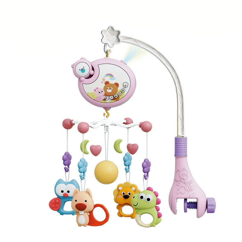 Musical Baby Crib Mobile with Projector Remote Control Night Light Sensory Hanging Toy for Newborns Infant Stroller