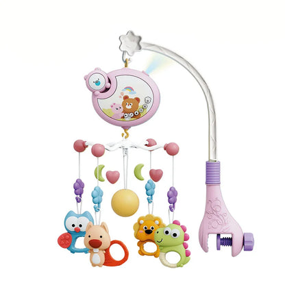 Musical Baby Crib Mobile with Projector Remote Control Night Light Sensory Hanging Toy for Newborns Infant Stroller