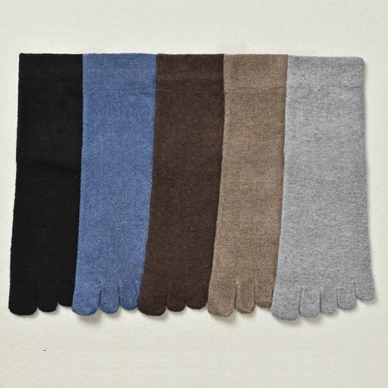 1/5 Pairs Wool Toe Short Socks Winter Man Soft Elastic Endurable Business Sweat-Absorbing Thick Thermal Warm 5 Finger Socks
