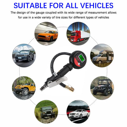 Universal Digital Tire Pressure Gauge - LCD Display High Precision Tyre Tester for Car Truck Motorcycle Vehicles