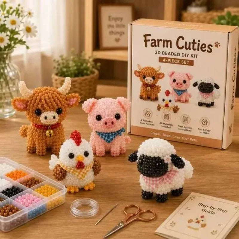 Mini 3D Bead Kit for Animal DIY Set - Interactive Assembly Gift for Parents and Children - 3D Animal Shape Bead Assembly Set