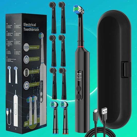 Round head electric toothbrush rotating visual electric toothbrush display automatic rechargeable adult couple men and women gif
