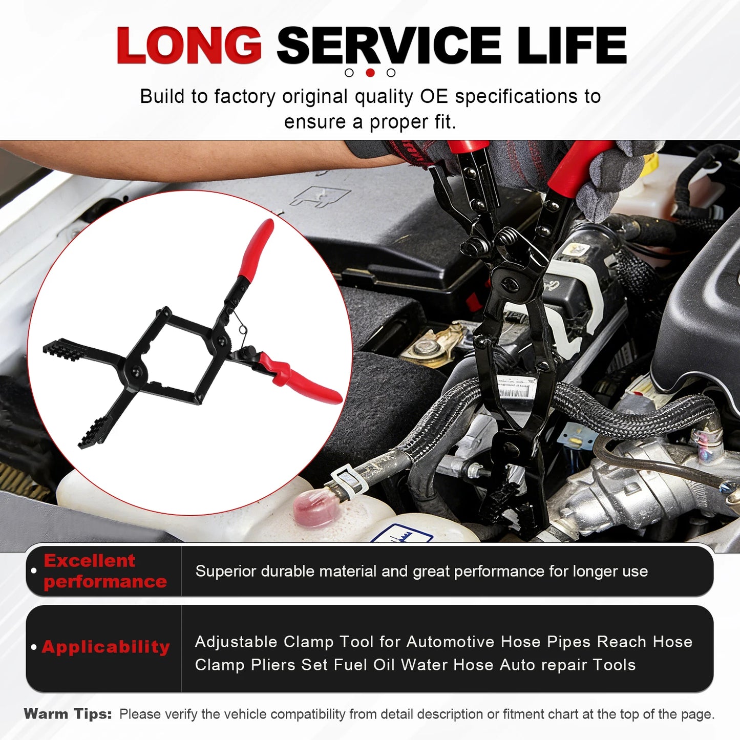 Universal Adjustable Clamp Tool for Automotive Hose Pipes Reach Hose Clamp Pliers Set Fuel Oil Water Hose Auto repair Tools