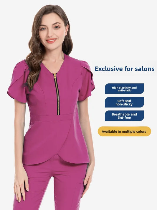 High Quali Breathable Faionable Pure Color Work orms for Beau Salon And Nursing Home Fem Stf Comfortable Sli