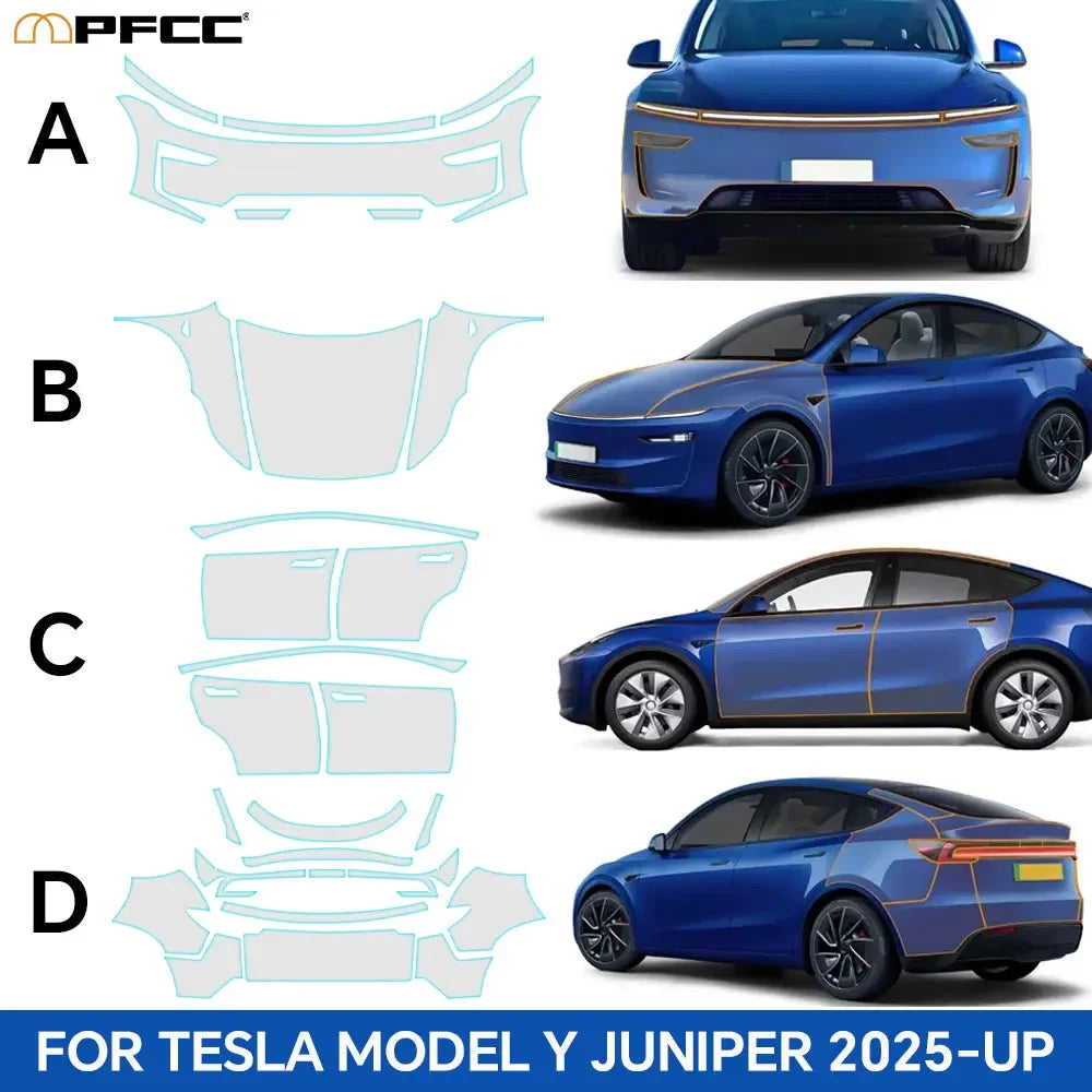 For Tesla Model Y Juniper 2025 2026 Paint Protection Film Self-Healing Bra PPF Body Sticker Accessories Anti-Scratch Resistant