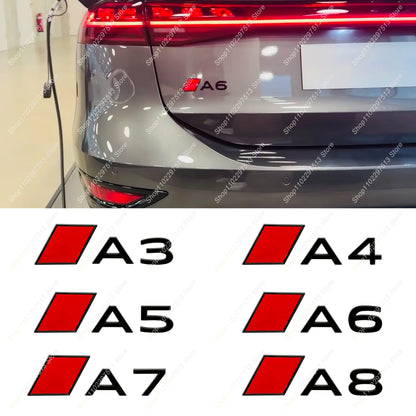 New Car Fender Badge Sticker Accessories 3D Stereoscopic Glossy Black Red Block Letters Emblem For A3 A4 A5 A6 A7 A8 Series
