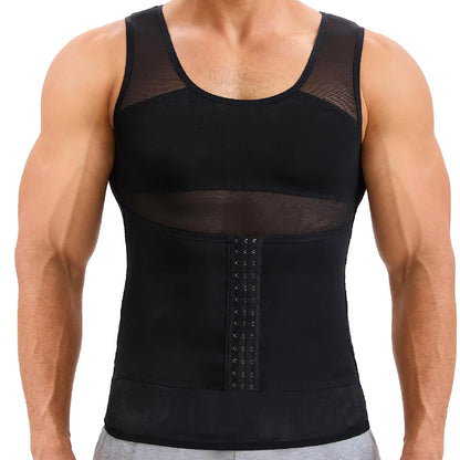 1PCS Mens Tummy Control Body Shaper Vest, Button Adjustable Compression Tank Top, Breathable Invisible Slimming Shapewear
