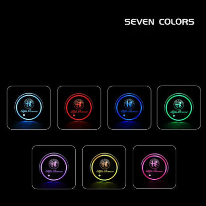 LED Car Cup Holder Lights 7 Colors Changing Mat Cup Pad For Alfa Romeo giulia stelvio giulietta 159 147 156 166 Auto Accessories