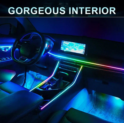 10/14/18/22 in 1 Dual Zone Hidden Acrylic RGB 64/213 Color Symphony Streamer Auto Interior Car Ambient Light Kit APP Control 12V