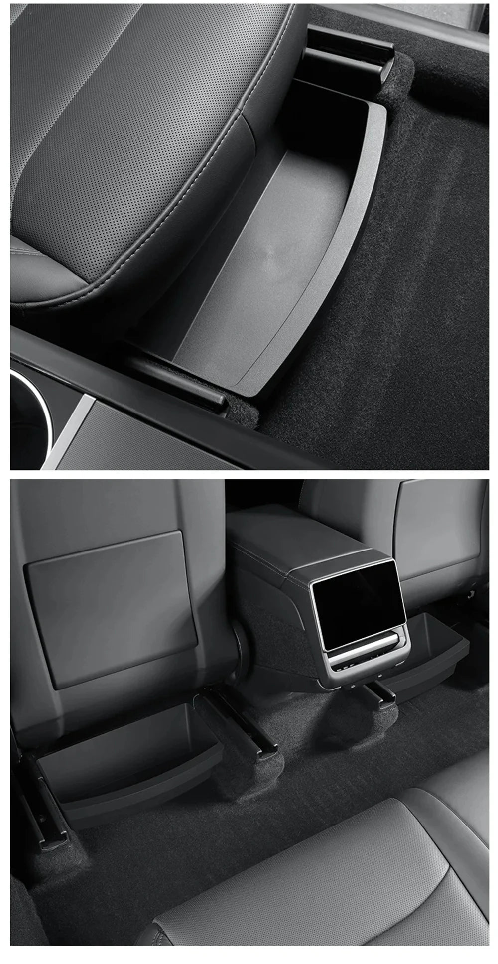 Under Seat Storage Box Organizer for Tesla Model Y Juniper 2025 2026 Underseat Storage Tray Bin Trash Can Car Travel Accessories