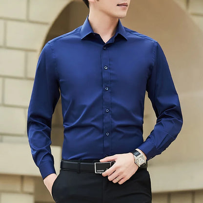 White Shirt Men's Long Sleeved Korean Slim Fit Business Casual Best Man Shirt Trend Men's Professional Dress Tie Inch Shirt