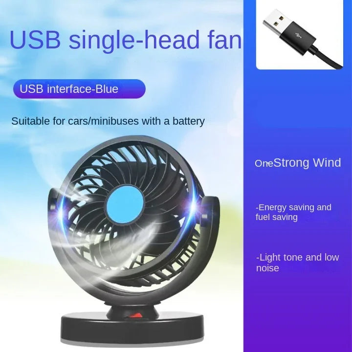 1/2/3 Head Car Fan 360° Adjustable Air Fan Automotive Electric Fan USB/12V/24V Fan 2 Speeds Car Silent FanHome Desk Office&Car