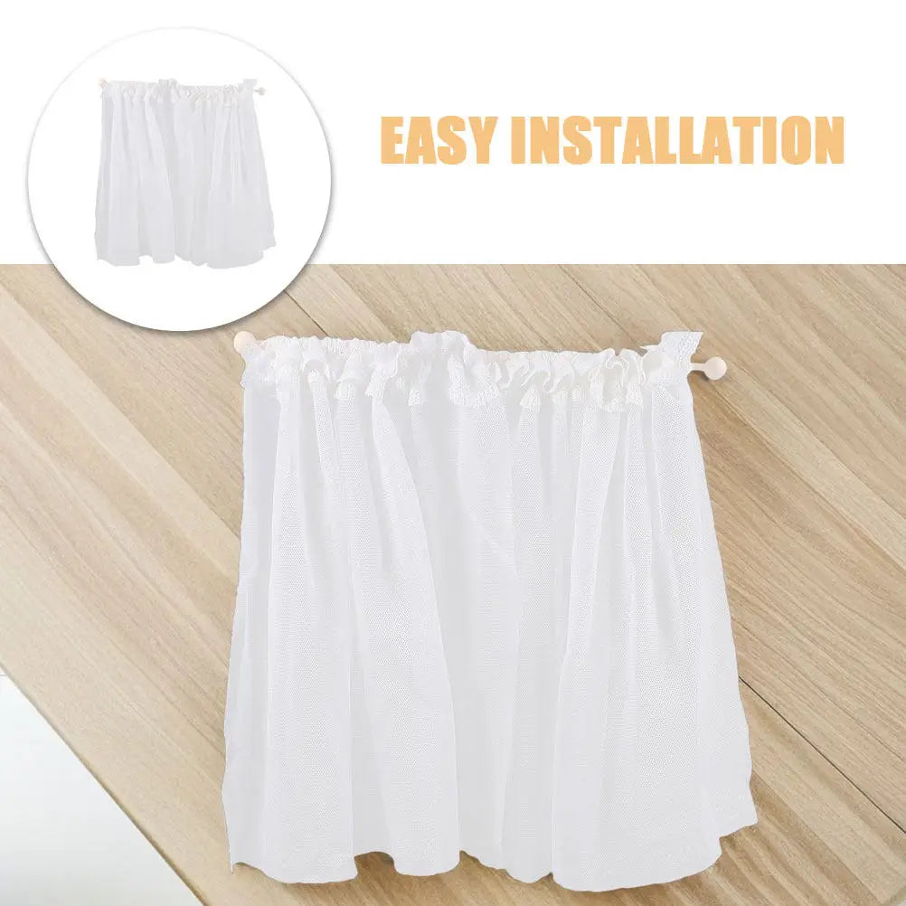 2Pcs Delicate Lace Mini Window Curtains Dollhouse Miniature Interior Decor Tiny House Window Treatment Set DIY Crafting