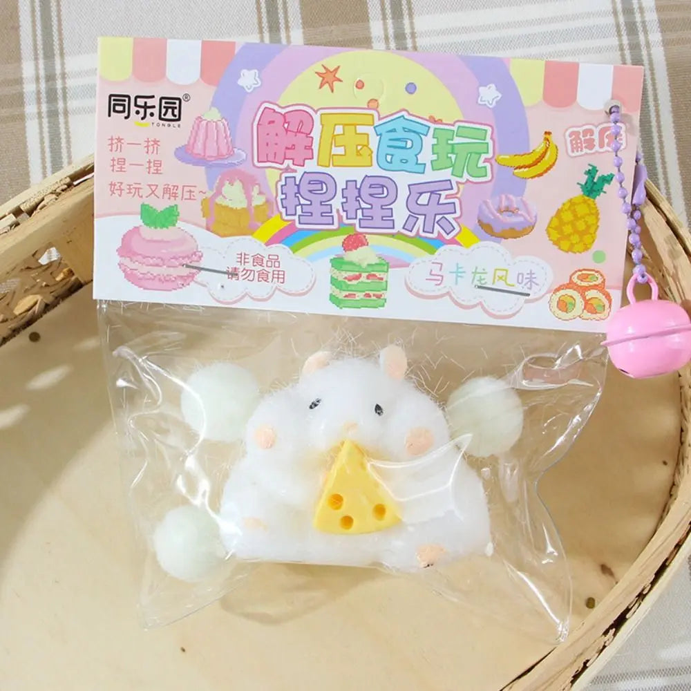 Lovely Hamster Squishy Toy Soft Mochi Squeeze Toy Fuzzy Cute Hamster Handmade Fidget Toy Stress Relief Toy Gift for Kids Adult