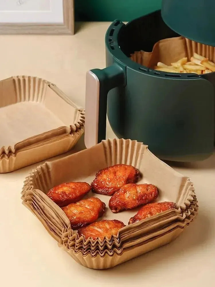50Pcs Air Fryer Disposable Paper Non-Stick Airfryer Baking Papers Round Air-Fryer Paper Liners Paper Kitchen Accessories