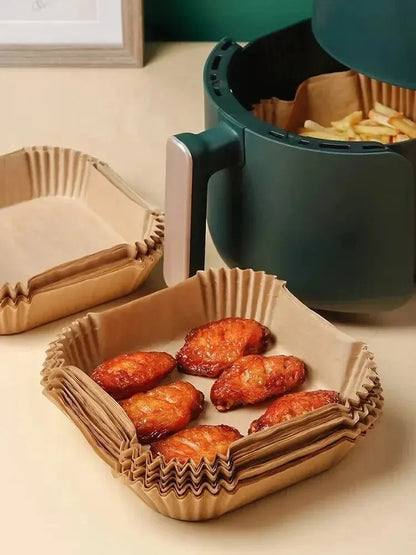 50Pcs Air Fryer Disposable Paper Non-Stick Airfryer Baking Papers Round Air-Fryer Paper Liners Paper Kitchen Accessories