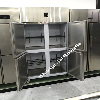 Freezer Commercial Four 4 Door Dual Temperature Vertical Cold Refrigerator Meat Vegetable Fruit Kitchen Fresh Cabinet