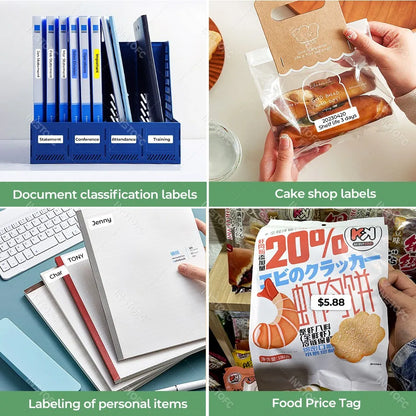 Portable Mini Labeling Printer Marklife P12 Thermal Adhesive Sticker Pocket Label Maker or 1Roll Spacer/Continues Label Paper