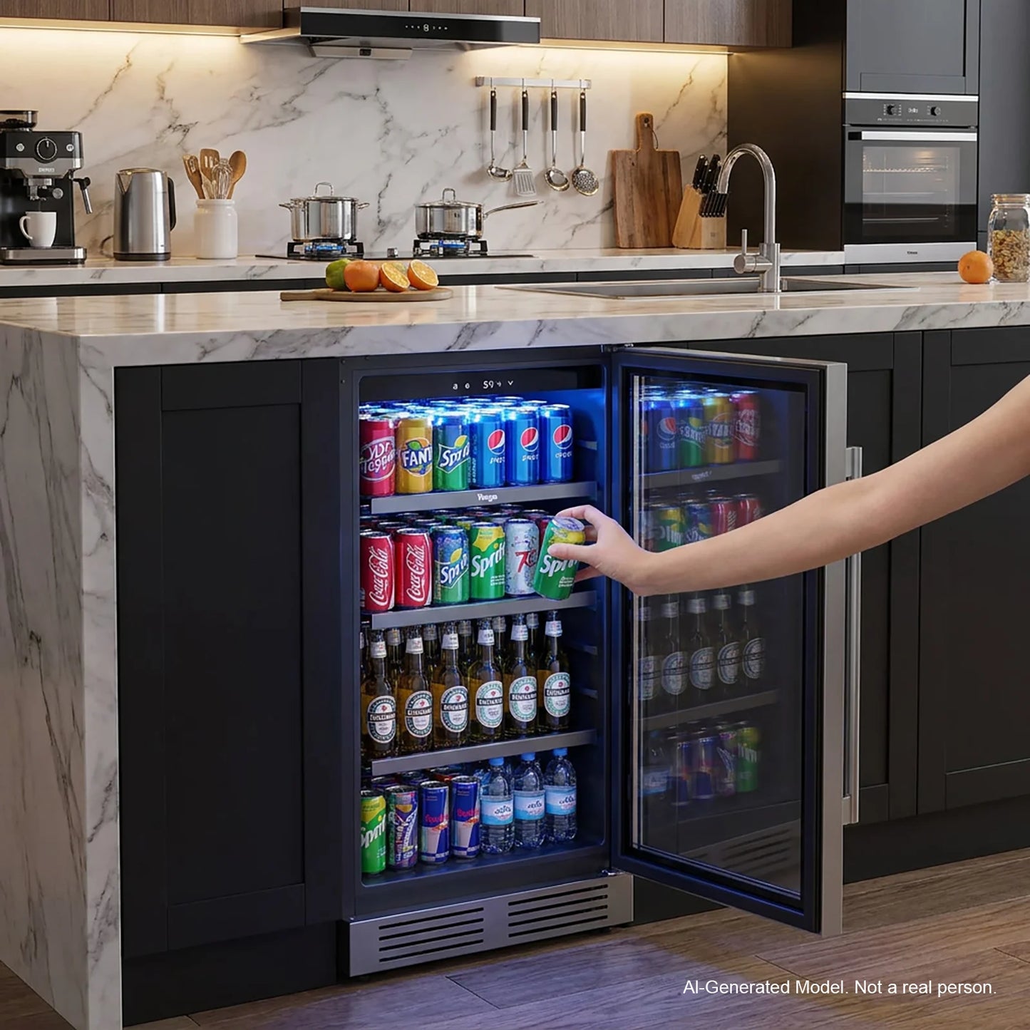 Embedded with Built-in Beverage Refrigerator Cooler 60 Cans with Glass Door for Soda Beer Wine