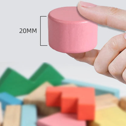 Big Size Wooden Blocks Rainbow Building Blocks Stacking Wood Toy Shape Color Cognitive Learning Toys Montessori Early Education