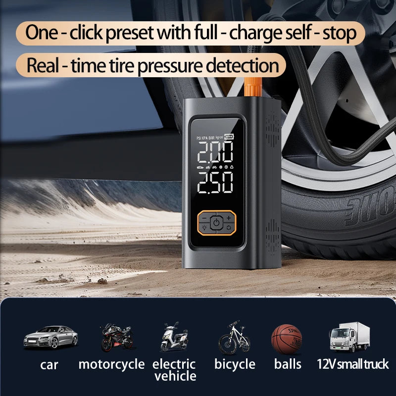 12V Car Jump Starter Multifunctional Tire Inflator Air Compressor Power Bank Emergency Battery Booster Rescue Tool for Car SUV