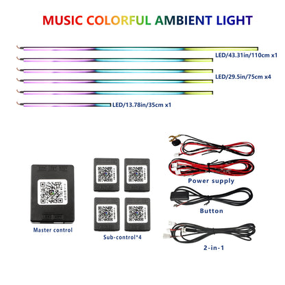 FOR YOUR CAR 6/18 in 1 Acrylic Car Ambient Light RGB 213 Color Symphony Acrylic APP Streamer Atmosphere Lamp Kit Sunroof light